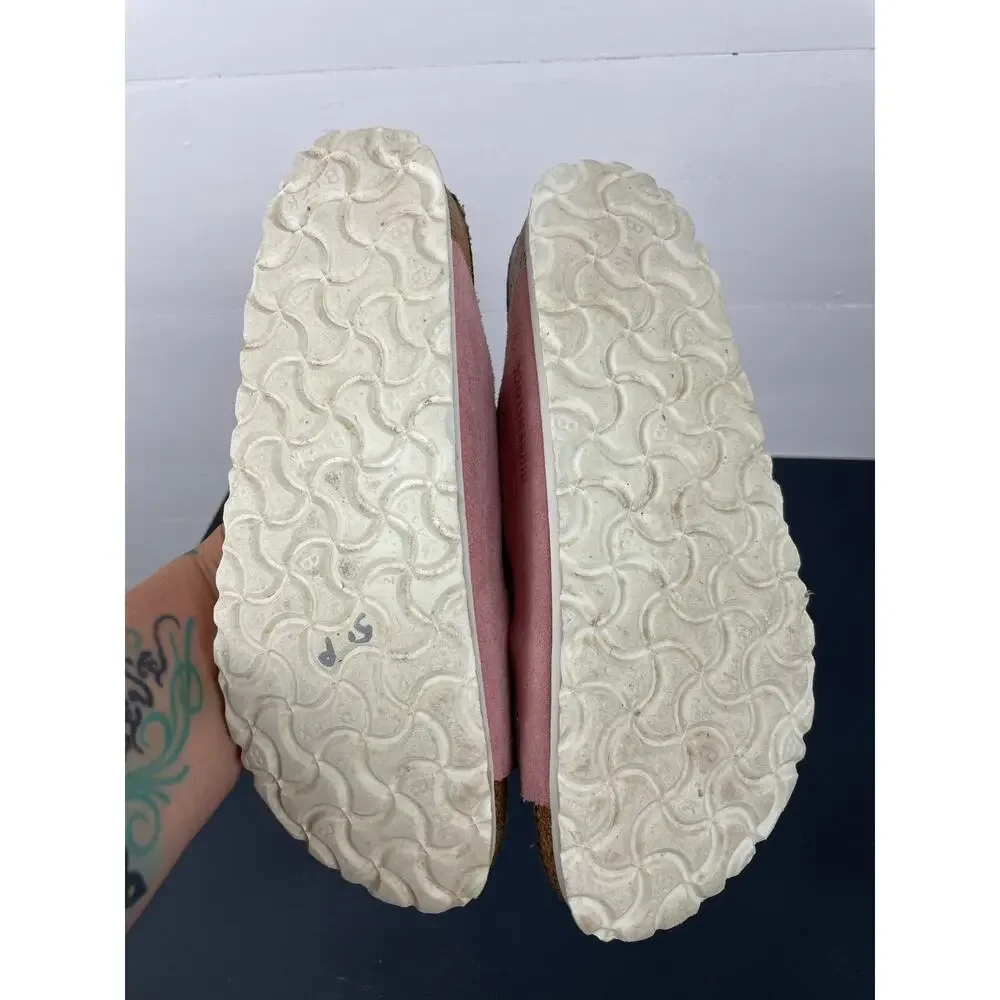 Birkenstock Arizona Pink Suede 2 Strap Sandals White Buckle EU 36 US 5-5.5 Reg